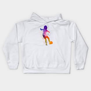 Woman footballer in watercolor Kids Hoodie